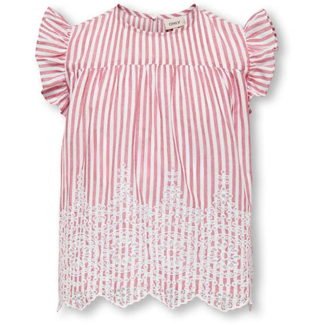 kids ONLY Barbados Cherry Cloud Dancer Kogbondi Life S/L Emb Flæse Top Wvn