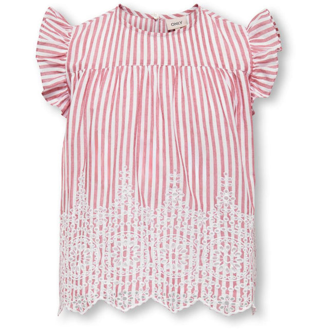 kids ONLY Barbados Cherry Cloud Dancer Kogbondi Life S/L Emb Flæse Top Wvn