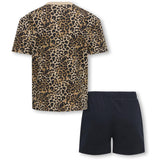 kids ONLY Black Tee AOP Leo/Shorts Solid Kogrila Nightwear AOP Top/Shorts Sæt Jrs