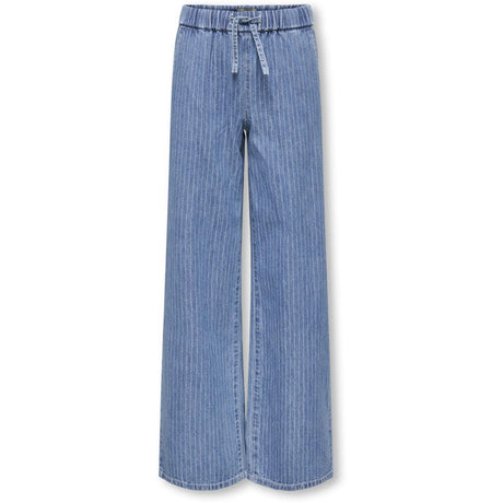kids ONLY Medium Blue Denim Stripes Kogyasmin Wide Bukser Dnm Gua