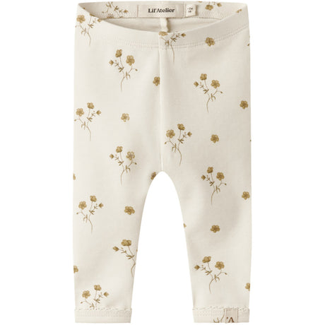 Lil'Atelier Coconut Milk Flower Yellow Nbflayo Sin Slim Leggings Lil