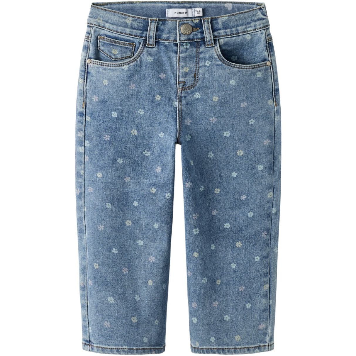 Name It Medium Blue Denim Flower Nmfbella Mom Shaped Jeans 3555-On Noos