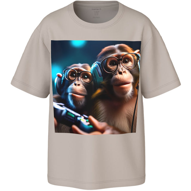 Name It Chateau Gray Gamer Monkey Nkmvoto Ss Nreg Top