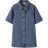 Name It Medium Blue Denim Nkfgianna 2/4 Dnm Kjole 2221-Iz D