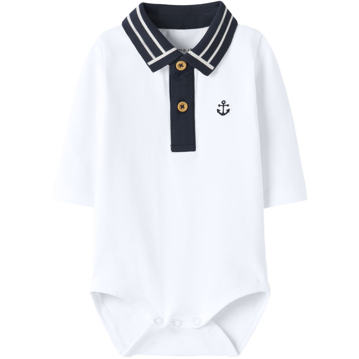 Name It Bright White Anchor Nbmflip Ls Polo Body
