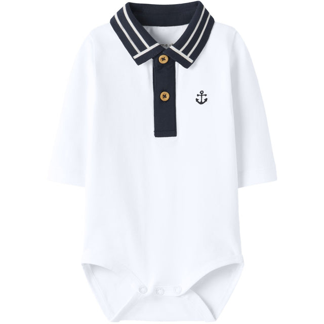 Name It Bright White Anchor Nbmflip Ls Polo Body