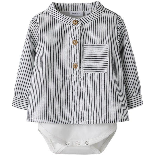 Name It Cloud Dancer Navy Blazer Nbmfar Ls Shirtbody