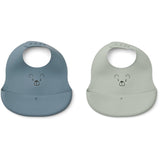 LIEWOOD Mr Bear Dove Blue / Whale Blue Ember Printed Hagesmæk 2-pack