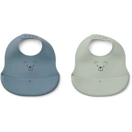 LIEWOOD Mr Bear Dove Blue / Whale Blue Ember Printed Hagesmæk 2-pack