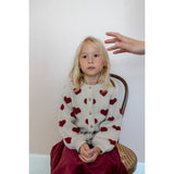 Wheat Offwhite Melange Jacquard Cardigan Hearts