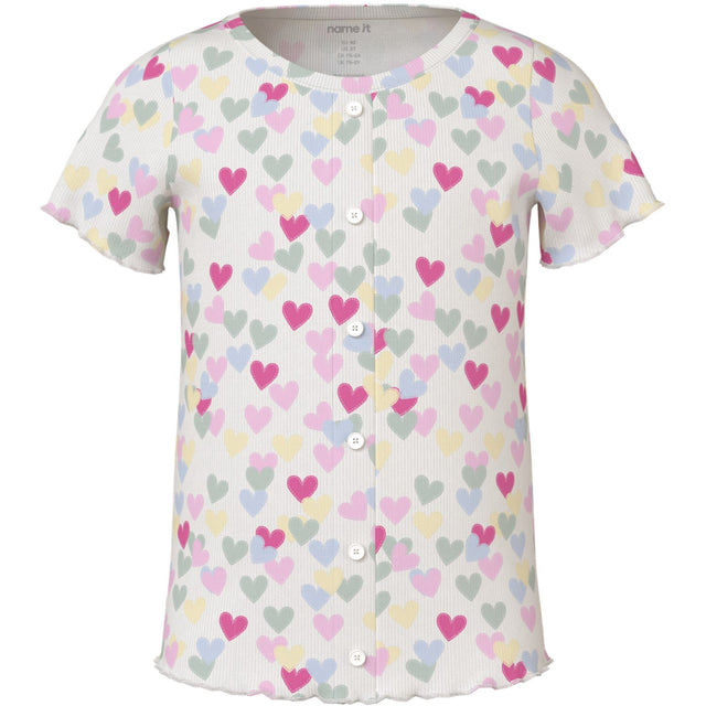 Name It Cloud Dancer Random Hearts Nmfvemia Aop Ss Slim Top