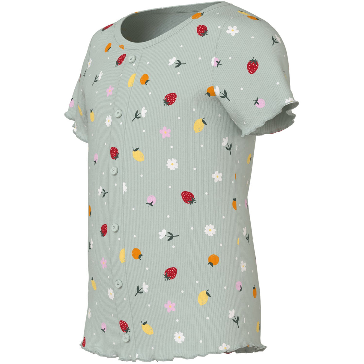 Name It Pale Aqua Fruit Flowers Nmfvemia Aop Ss Slim Top
