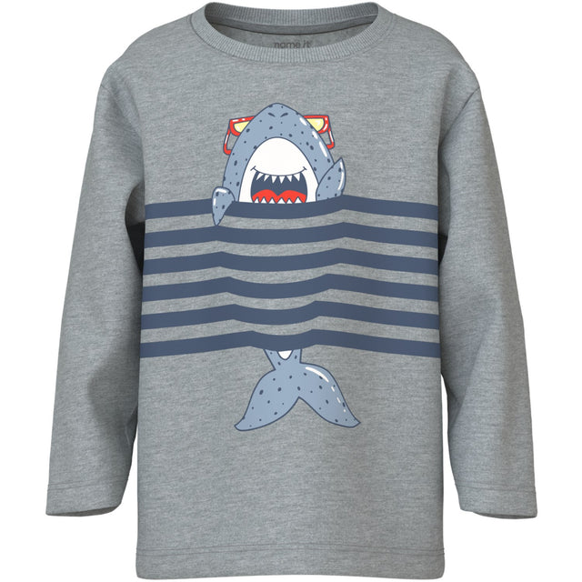 Name It Grey Melange Shark Nmmvilasse Ls Nreg Top