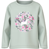 Name It Pale Aqua Unicorn Flowers Nmfveen Ls Nreg Top