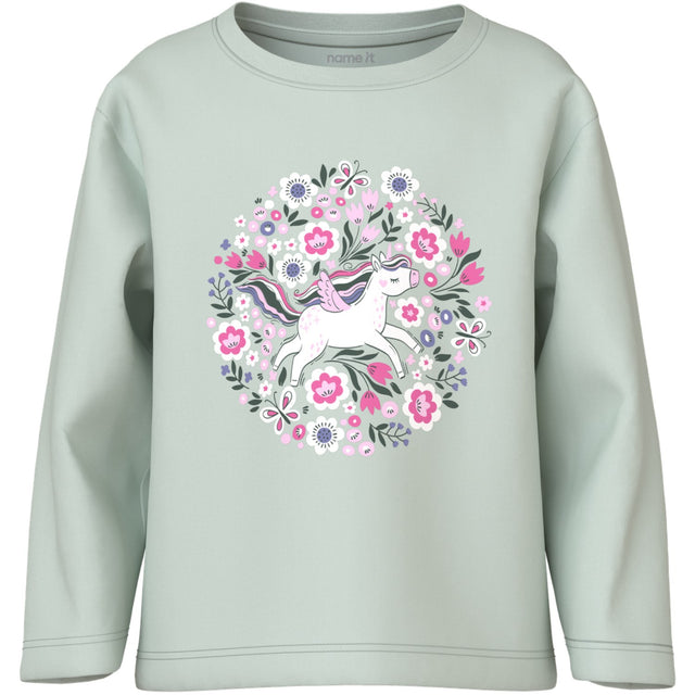 Name It Pale Aqua Unicorn Flowers Nmfveen Ls Nreg Top