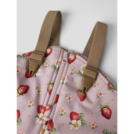 Name It Keepsake Lilac Strawberry Nmfalfa08 Softshell Smækbukser Aop Fo