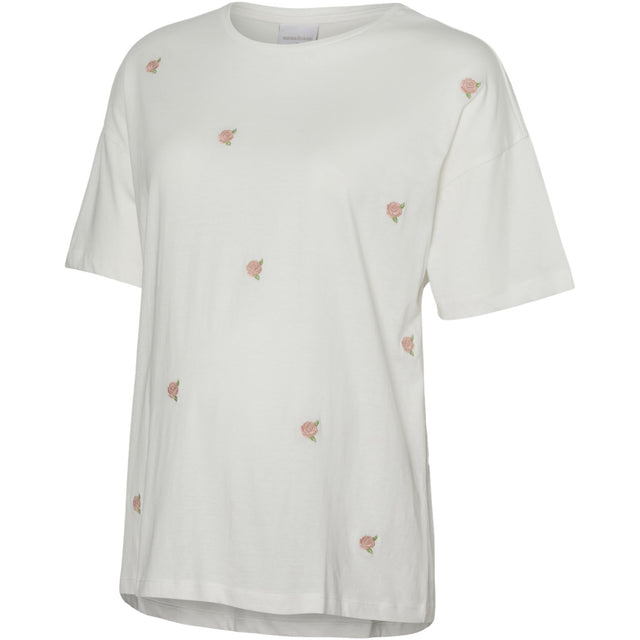 Mama;licious Snow White Small Roses Emb. Mlrosetta Ss Jrs Top