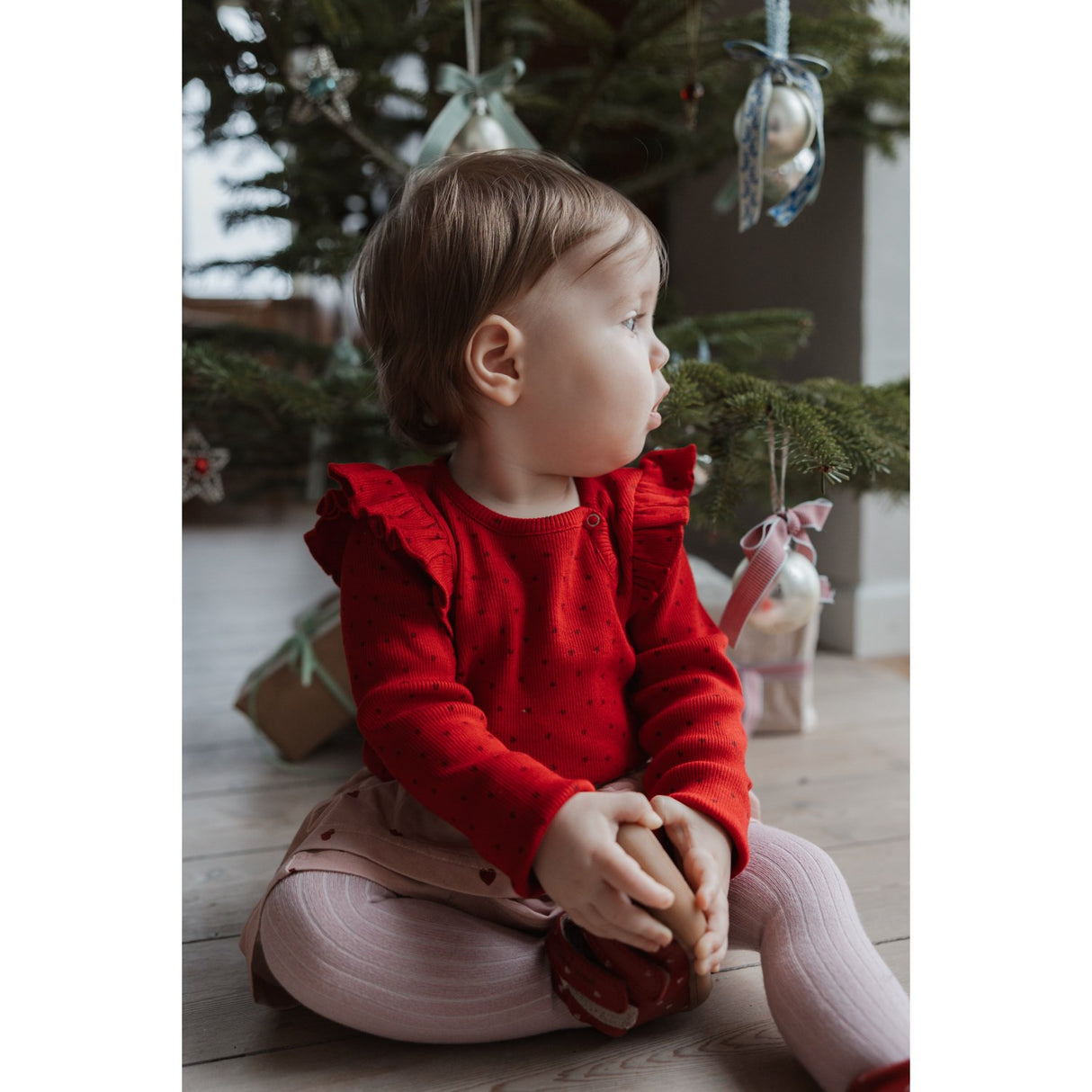 Petit Piao Jet Red/Biking Red Body L/S Flæse Modal Heart