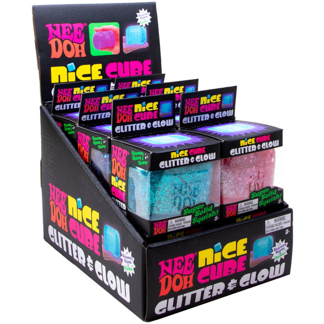 NeeDoh Nice Cube Glitter & Glow 3 Asst. CDU