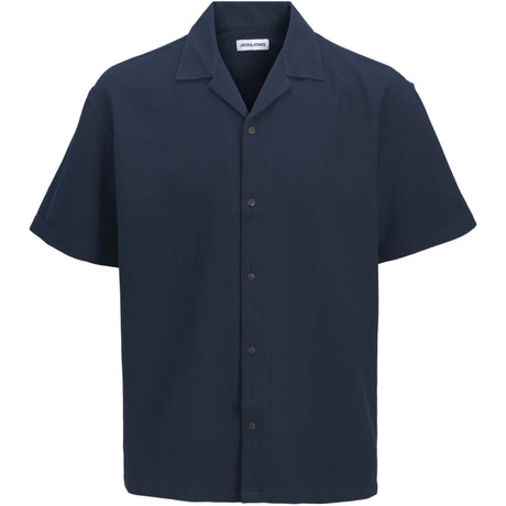 Jack & Jones Junior Navy Blazer Jjglobal Waffle Resort Skjorte Ss Jnr