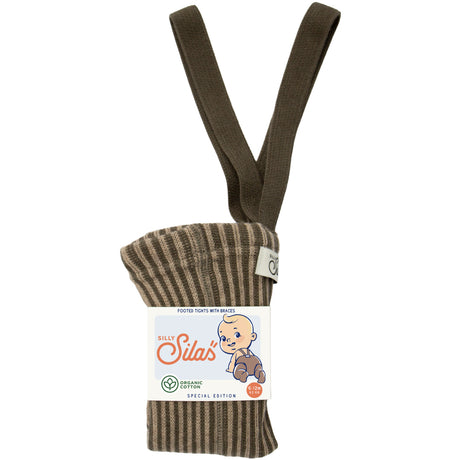 Silly Silas Seaweed Brown X Peanut Striped Special Footed Strømpebukser