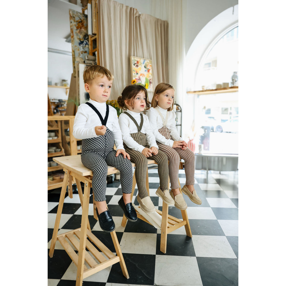 Silly Silas Black X White Checked Special Footless Strømpebukser