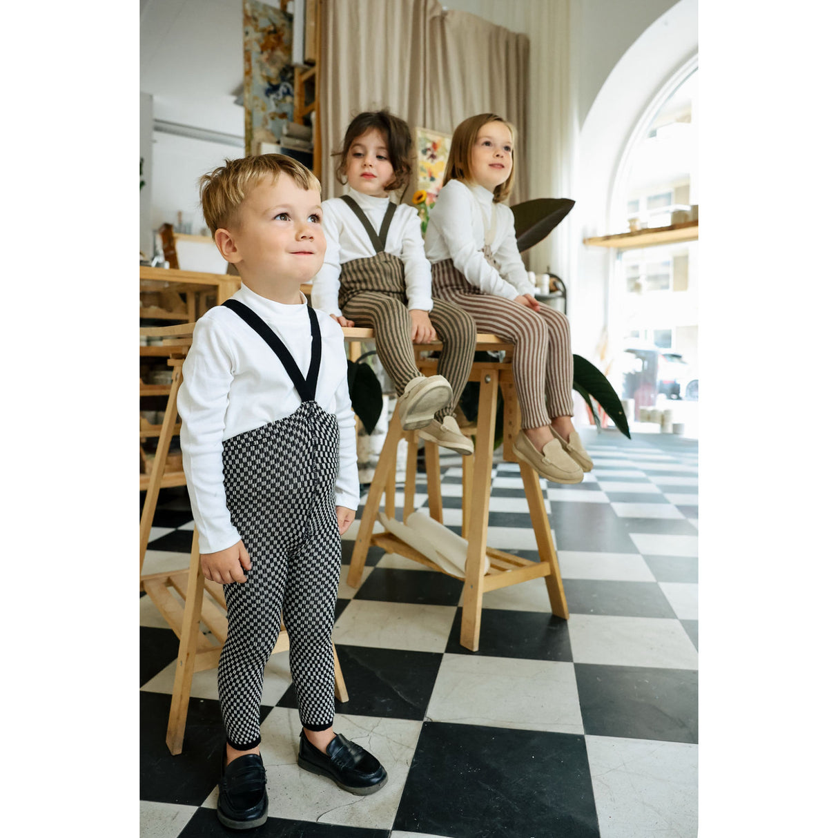 Silly Silas Black X White Checked Special Footless Strømpebukser