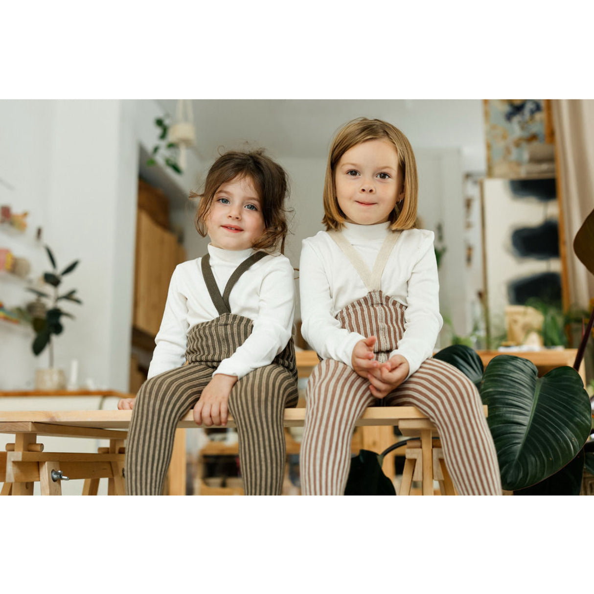 Silly Silas Seaweed Brown X Peanut Striped Special Footed Strømpebukser