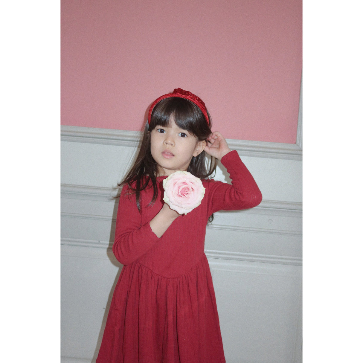 Konges Sløjd Red/Glitter Fløjl Sløjfe Hairbrace