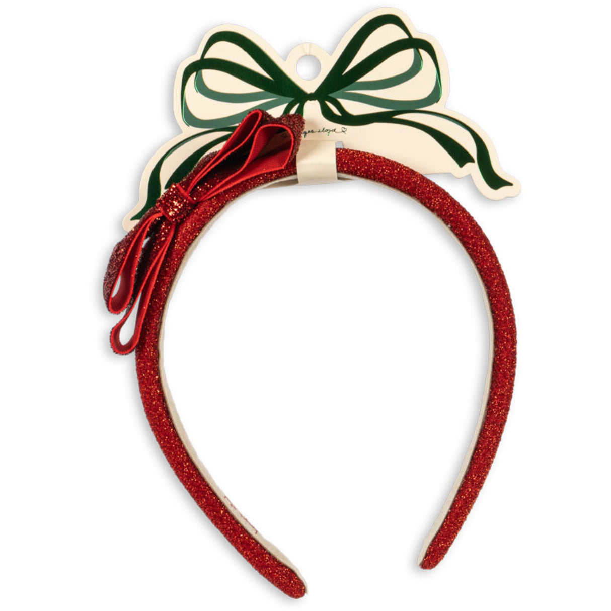 Konges Sløjd Red/Glitter Fløjl Sløjfe Hairbrace