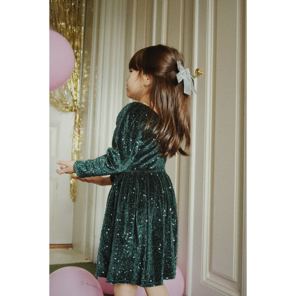 Konges Sløjd Silver Glitter Fløjl Dobbelt Sløjfe Hair Barrette