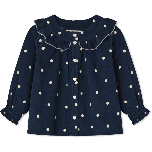 Fliink Insignia Blue AOP Dolly Dot Bluse