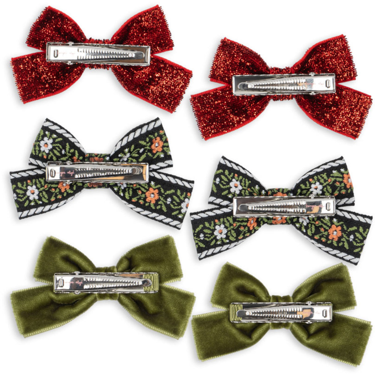 Konges Sløjd Red/Green 6 Pak Micki Sløjfe Hair Clips