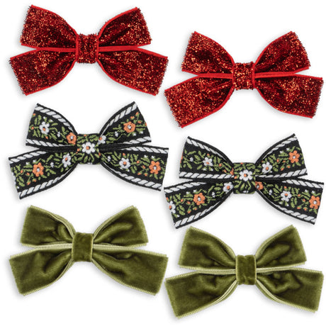 Konges Sløjd Red/Green 6 Pak Micki Sløjfe Hair Clips