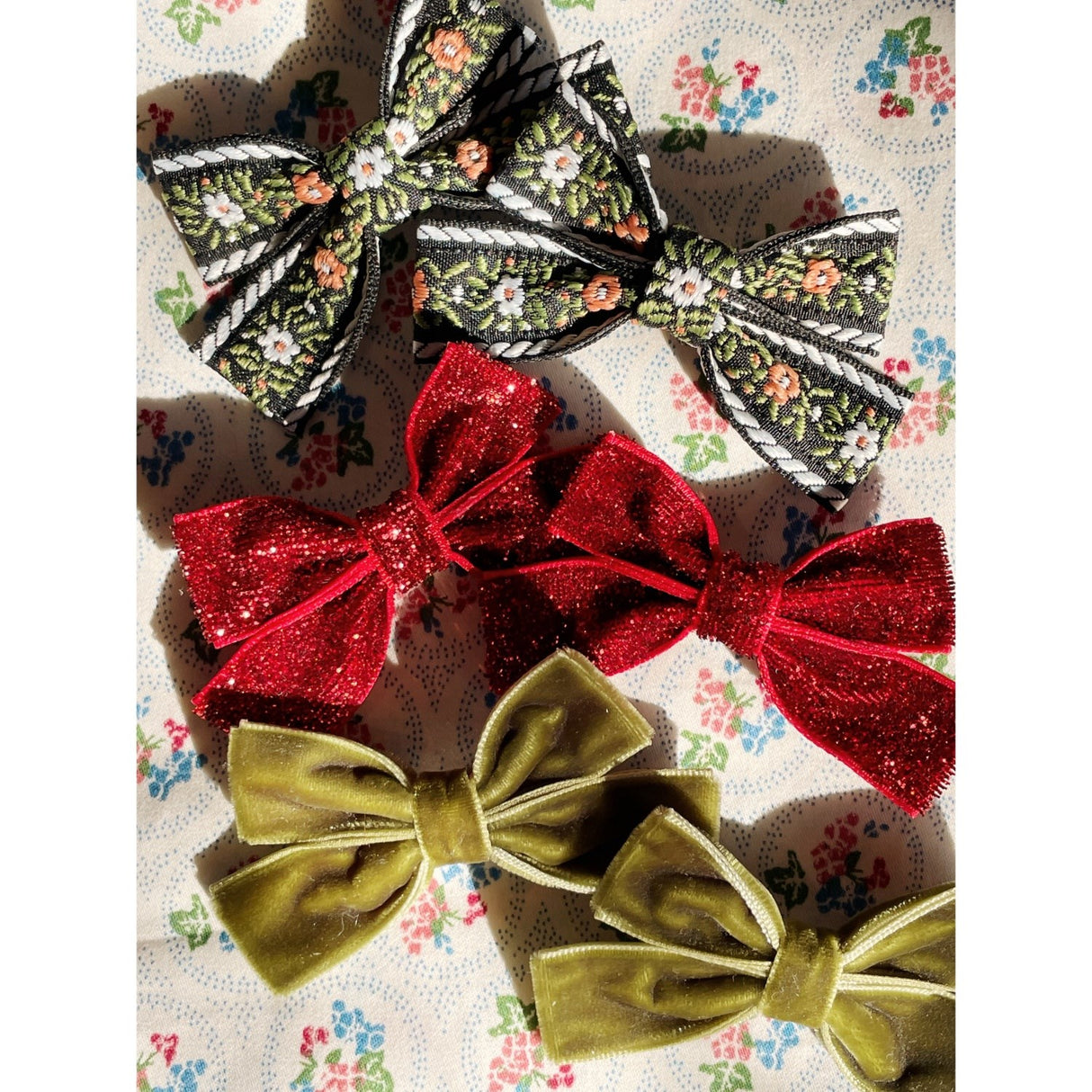 Konges Sløjd Red/Green 6 Pak Micki Sløjfe Hair Clips