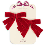 Konges Sløjd Barbados Cherry 2 Pak Fløjl Dobbelt Sløjfe Hair Clips