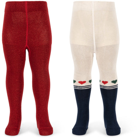Konges Sløjd Heart Mix 2 Pak Lurex Strømpebukser