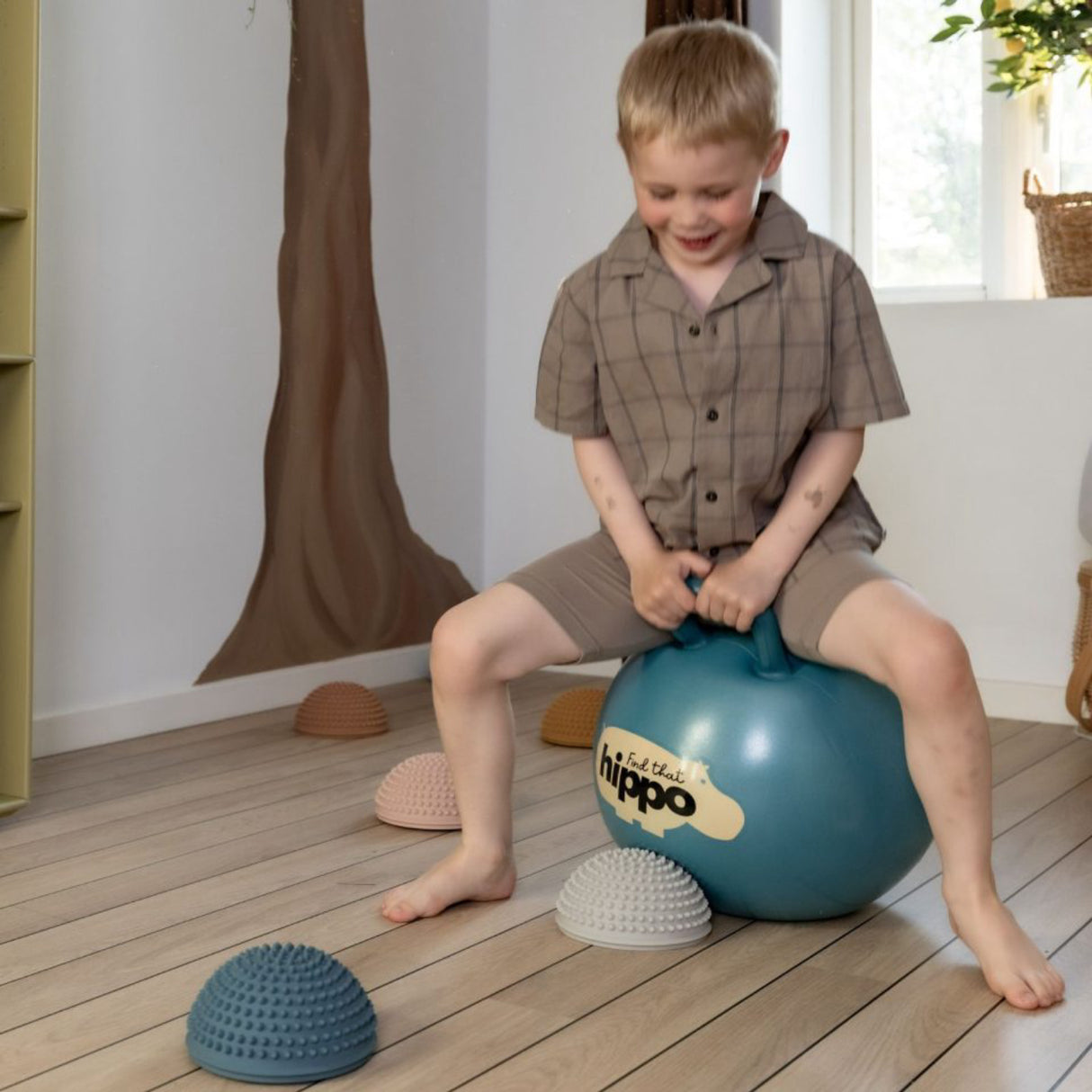 Find that Hippo Hoppebold - Farve Mørk Cyan, Str. 45 Cm