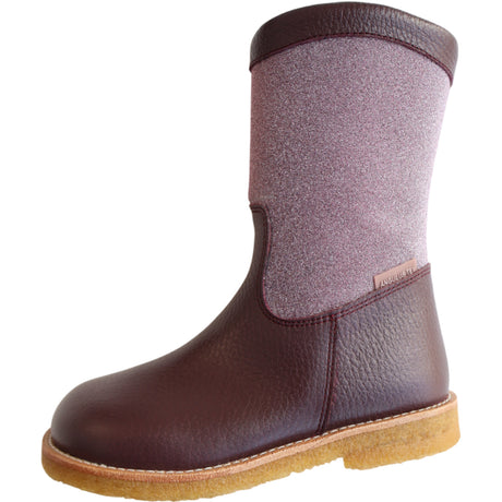Angulus Aubergine/Aubergine Glitter TEX Støvle Med Glitter Og Lynlås