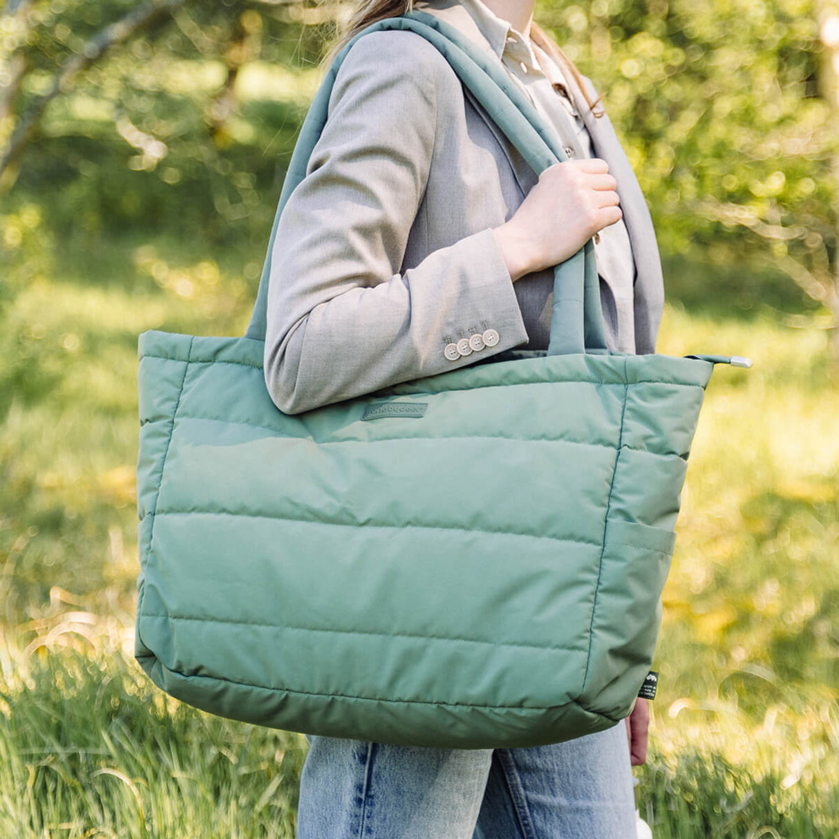 DonebyDeer Green Quiltet Pusle Tote Bag