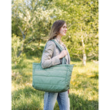 DonebyDeer Green Quiltet Pusle Tote Bag