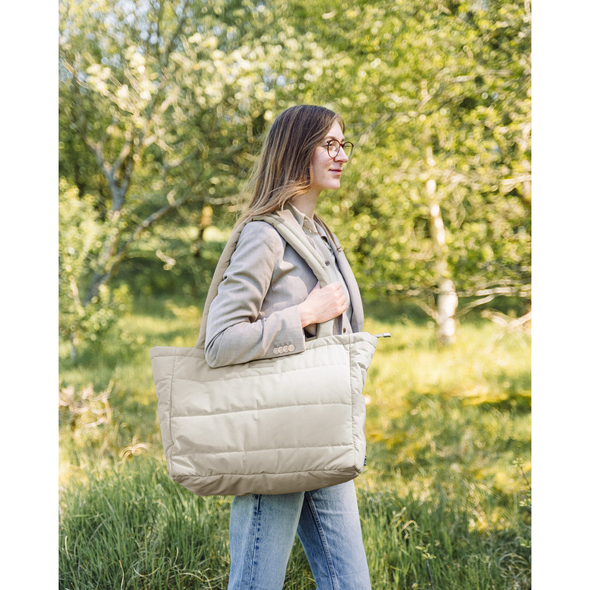 DonebyDeer Sand Quiltet Pusle Tote Bag