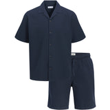 Jack & Jones Junior Navy Blazer Jjglobal Waffle Resort Skjorte Ss Mp Jnr
