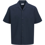 Jack & Jones Junior Navy Blazer Jjglobal Waffle Resort Skjorte Ss Mp Jnr