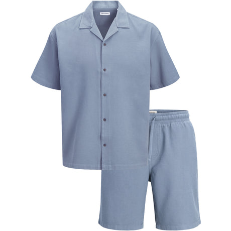 Jack & Jones Junior Blue Mirage Jjglobal Waffle Resort Skjorte Ss Mp Jnr