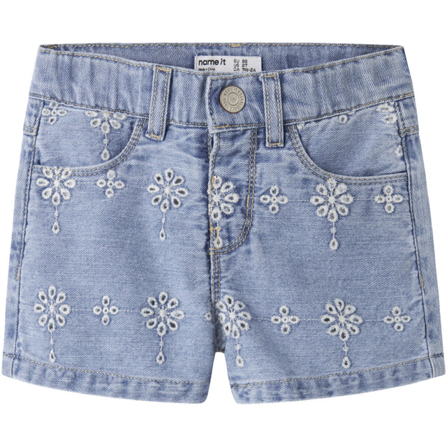 Name It Light Blue Denim Anglaise Nmfrose Mom Dnm Anglai Shorts 1026-Ov H