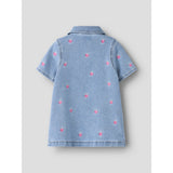 Name It Light Blue Denim Starwberry Nmflaila Ss Emb Kjole 6202-Iz