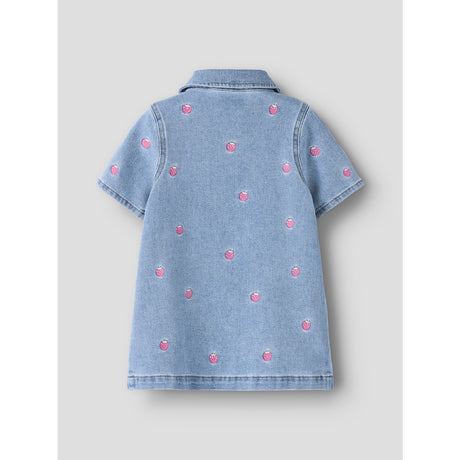 Name It Light Blue Denim Starwberry Nmflaila Ss Emb Kjole 6202-Iz