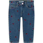 Name It Medium Blue Denim Lady Bug Nmfbella Mom Emb Jeans 3285-Za