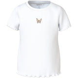 Name It Bright White Butterfly Embroidery Nmfvivemma Ss Slim Top